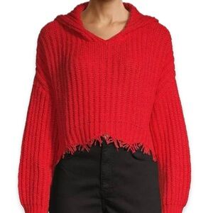 Anama Raw Hem Crop Hooded Top Women’s Size Small